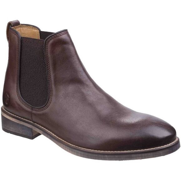 Cotswold Mens Corsham Town Leather Pull On Casual Chelsea Ankle Boots / Dark Bro